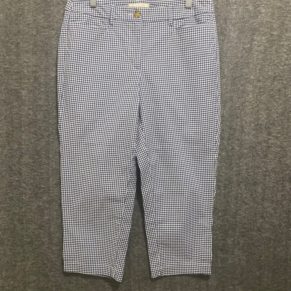 Talbots Pants‎ Womens 6 Blue Gingham Crop Capri Preppy Coastal Beach Vacation